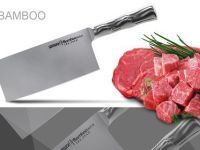 Топорик кухонный для рубки мяса Samura Bamboo - SBA-0040, сталь AUS-8, рукоять сталь, 180 мм