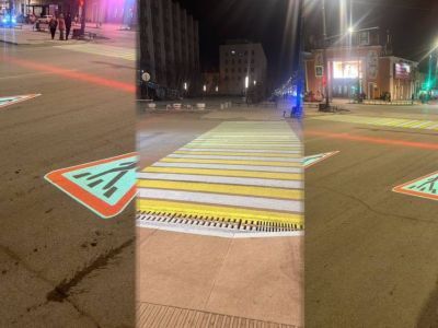 Проекционный пешеходный переход установили в центре Якутска