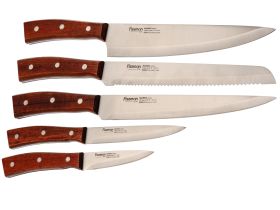 Набор из 5 кухонных ножей Fissman Maximus в деревянной подставке