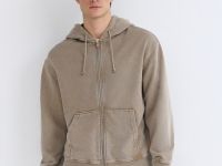 Толстовка на молнии с эффектом стирки, Бежевый