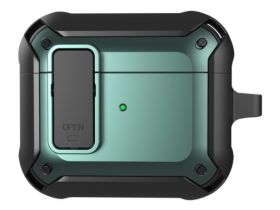 Чехол WiWU Mecha для AirPods 3 противоударный с карабином (черный/зеленый)