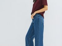 Широкие джинсы с высокой посадкой, Синий