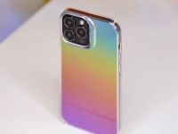 Чехол-накладка Zagg Iridescent Anti-microbial для iPhone 13 Pro пластиковый (фиолетово-зеленый градиент)