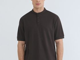 Поло с воротником-стойкой, Коричневый