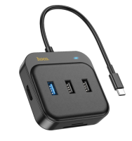 Адаптер Hoco HB38 7 в 1 HDTV/SD/TF/USB3.0/USB2.0*2/PD100W + кабель Type-C (Black)