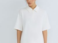 Поло с воротником на молнии, Бежевый