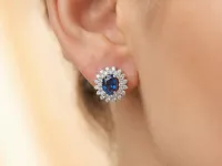 Серьги из белого золота с сапфирами э4758сг03210405