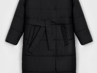 Стеганое утепленное пальто с поясом