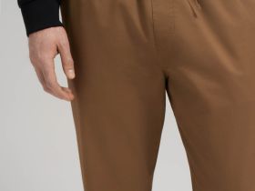 Брюки из хлопкового твила с эластичным поясом