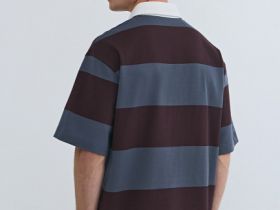 Поло в полоску из хлопка, Фиолетовый