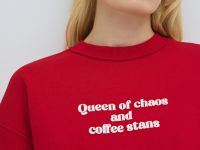 Свитшот оверсайз с принтом, Красный