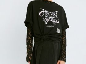 Футболка с AR-принтом для девочек, Черный