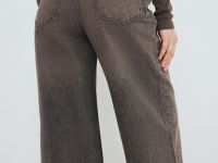 Широкие джинсы с высокой посадкой, Коричневый