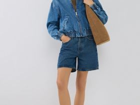 Джинсовый бомбер, Синий