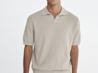Поло текстурной вязки, Бежевый