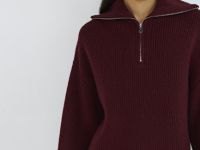 Джемпер с воротником-стойкой на молнии, Фиолетовый