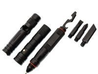 Тактическая ручка для выживания  с фонариком 11 в 1, розовая