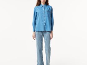 Женская джинсовая рубашка Lacoste оверсайз