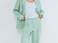 Брюки прямого силуэта со стрелками, Зеленый