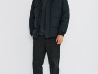 Утеплённая куртка с капюшоном, Черный