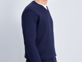 Джемпер из шерсти и хлопка с v-образной горловиной