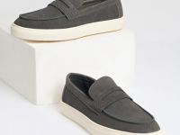 Лоферы из искусственной замши, Серый