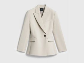 Приталенный двубортный жакет, Бежевый