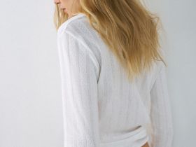 Пижамный лонгслив из ажурного трикотажа, Белый