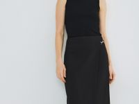 Прямая юбка миди на запах, Черный