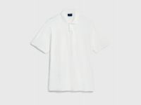 Поло из текстурной хлопковой ткани, Белый