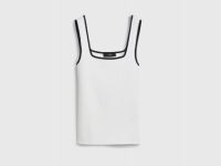 Трикотажный топ с контрастной отделкой, Белый