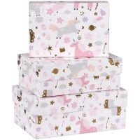 Набор прямоугольных коробок 3в1, MESHU "Unicorns", (19*12*7,5-15*10*5 см)