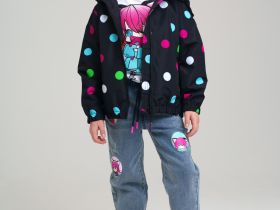 Куртка текстильная с полиуретановым покрытием для девочек (ветровка)