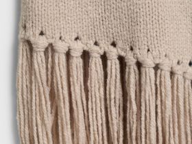 Асимметричный вязаный топ с бахромой, Бежевый