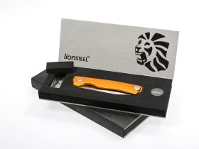 Нож складной LionSteel ROK A OB, сталь Black (Mil Spec) Finish Bhler M390, рукоять алюминий, оранжевый