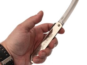 Нож складной Higonokami Nagao Kanekoma, 100мм, сталь SK-5 3 слоя, рукоять нержавеющая сталь серебристая