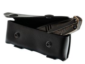 Горизонтальный чехол для складного ножа на пояс, 130 мм, 2 кнопки