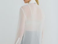 Блузка из жатого шифона с галстуком, Белый