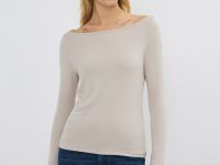Лонгслив из вискозы, Бежевый