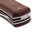 Автоматический многопредметный нож Mikov Predator, сталь 420, рукоять палисандр, кожаный чехол