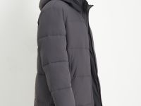 Утепленное стеганое полупальто с капюшоном