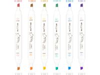 Набор текстовыделителей двусторонних MESHU "White kittens", 12 цв., пастельные цвета, 1-4мм, ПВХ бок