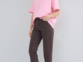 Прямые джинсы со средней посадкой, Коричневый