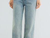 Широкие джинсы со стразами, Голубой