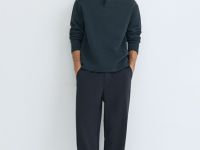 Свитшот с вырезом хенли, Синий