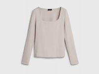Лонгслив с квадратным вырезом, Бежевый