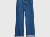 Прямые джинсы с отворотами, Синий