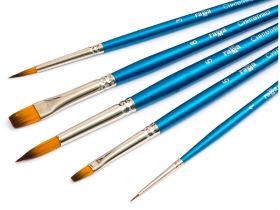 Набор кистей Синтетинка Гамма 5 шт круглые №1, 3, 5 плоские №5, 8, в блистере