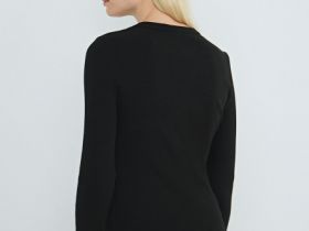 Лонгслив в рубчик, Черный