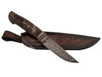 Авторский нож Ястреб, сталь мозаичный дамаск, подарочная шкатулка